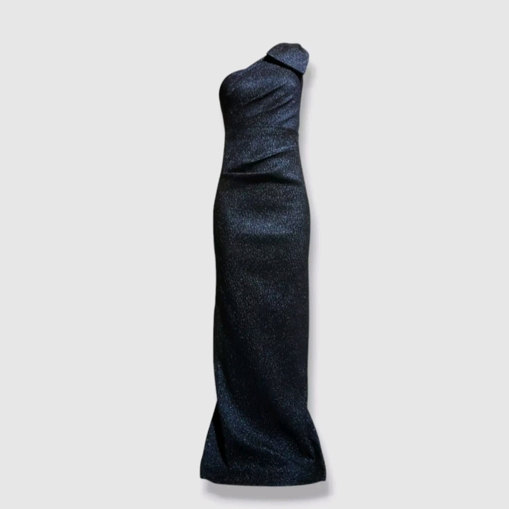 Teri Jon One Shoulder Black Dress